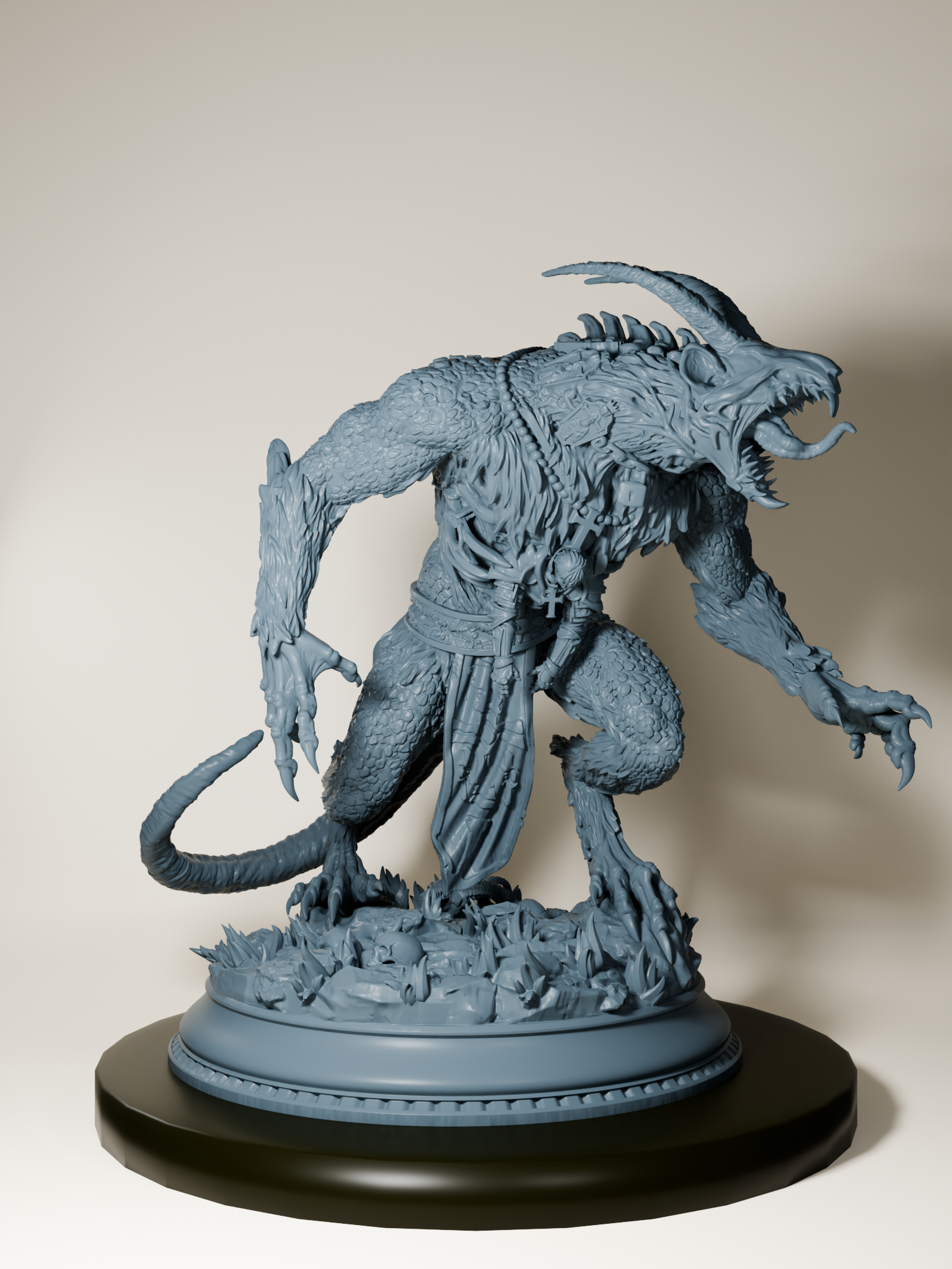 Figurine détaillée d'une bête eldritch des profondeurs, avec un design monstrueux inspiré des créatures lovecraftiennes, parfaite pour le jeu de rôle et la peinture de figurines.
