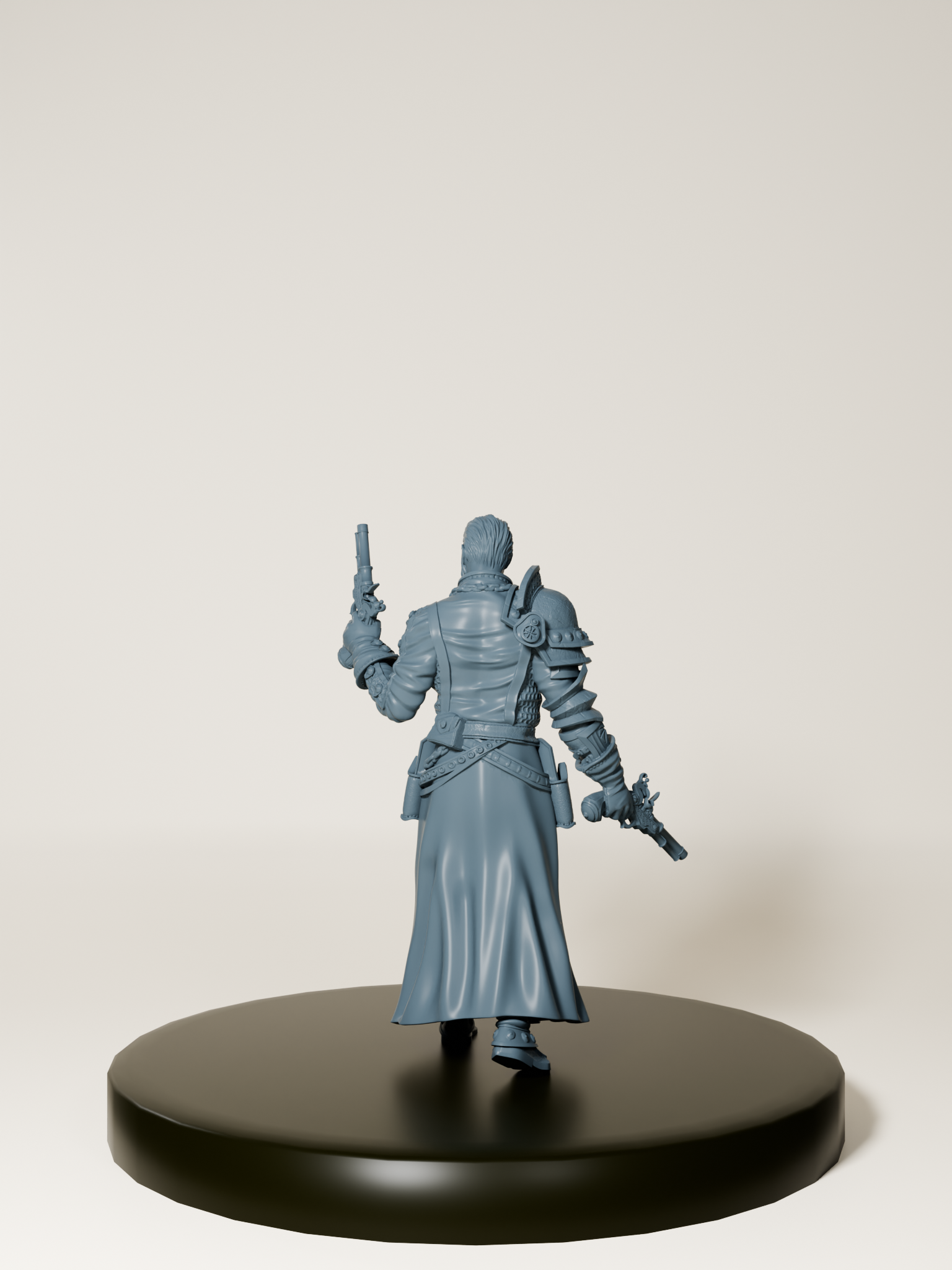 Figurine d’un inquisiteur humain armé de pistolets et d’une chaîne magique, idéale pour le jeu de rôle et la peinture sur figurine.