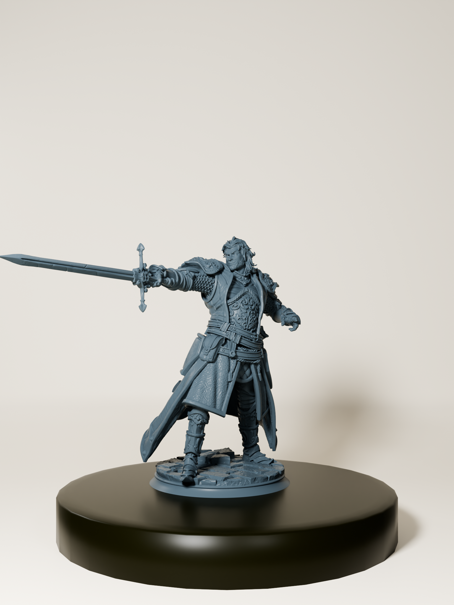 Figurine d’inquisiteur humain en armure, brandissant une épée imposante, parfaite pour les jeux de rôle et la collection.