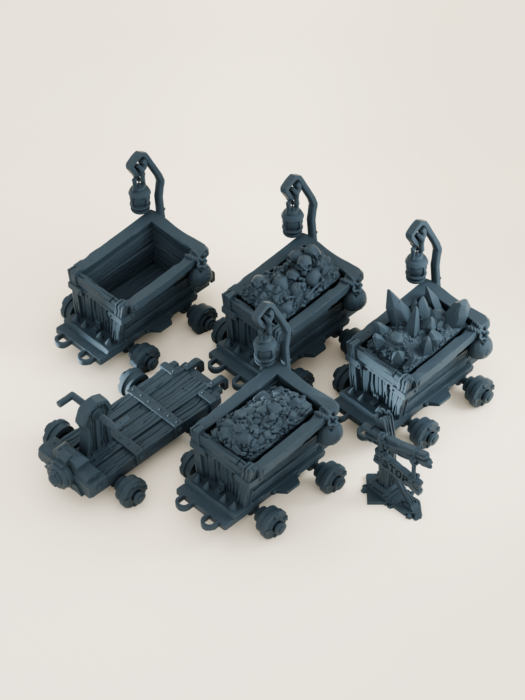 Tuiles Rails et chariots modulaires de mine