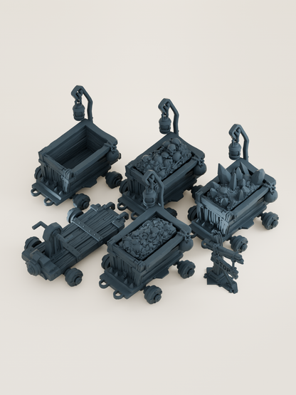 Tuiles Rails et chariots modulaires de mine