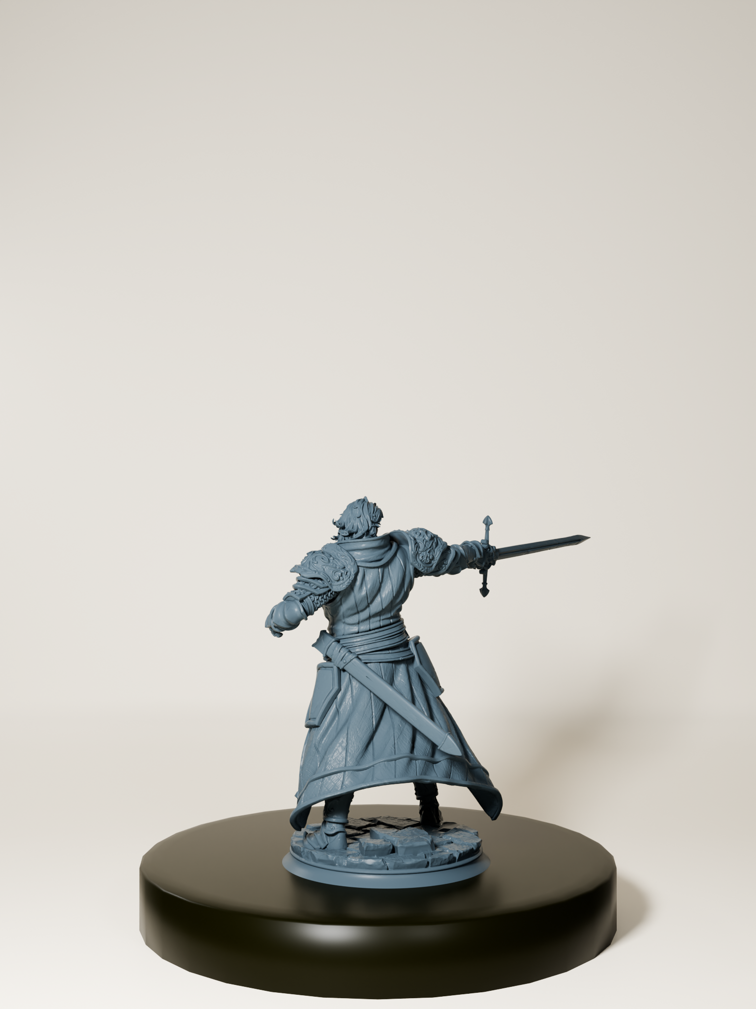 Figurine d’inquisiteur humain en armure, brandissant une épée imposante, parfaite pour les jeux de rôle et la collection.
