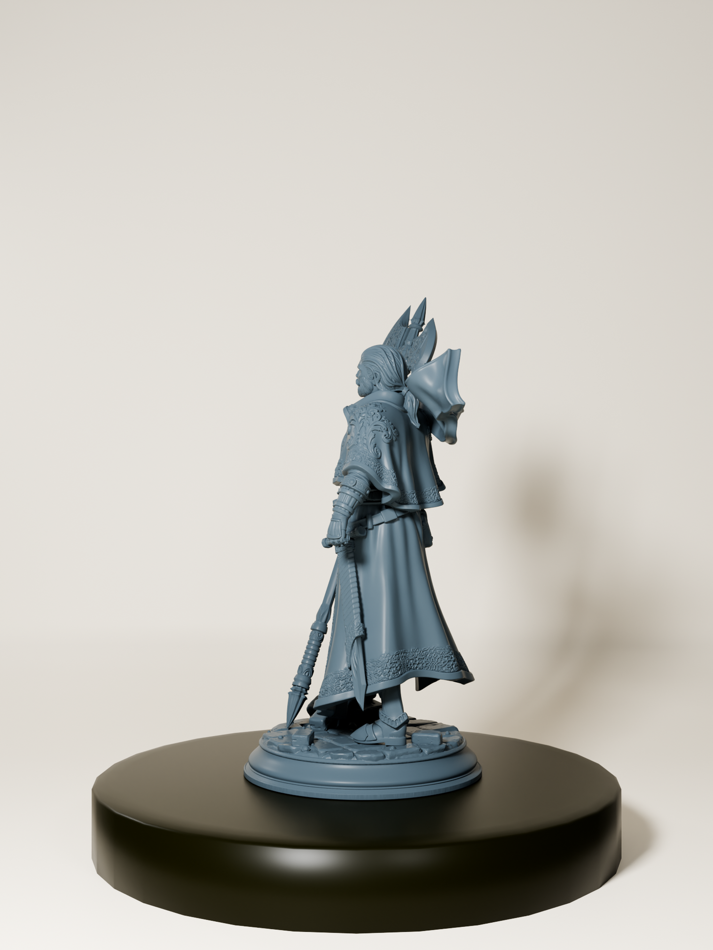 Figurine 32 mm d’un inquisiteur humain brandissant une hallebarde, parfait pour jeux de rôle et wargames fantasy.