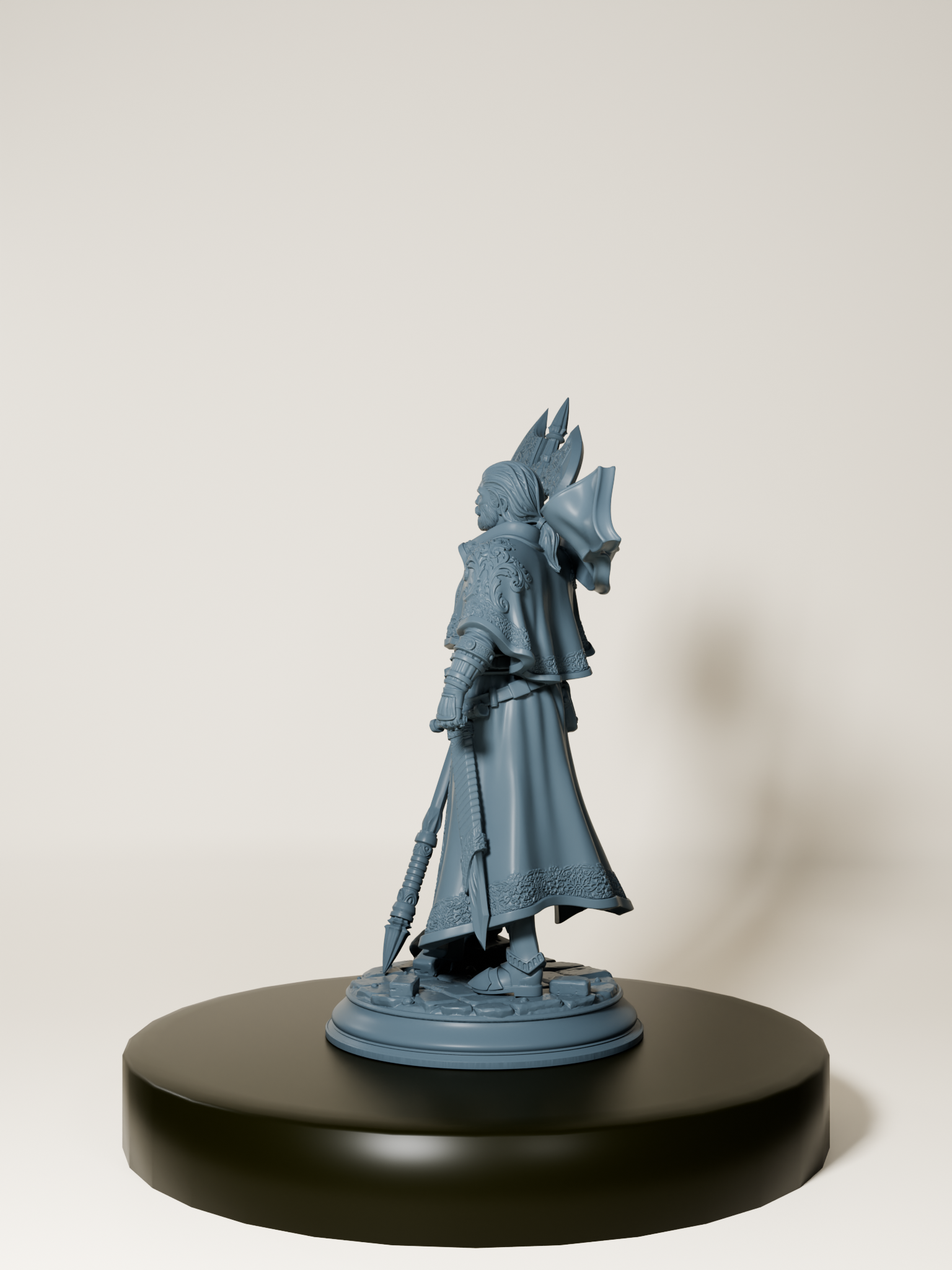 Figurine 32 mm d’un inquisiteur humain brandissant une hallebarde, parfait pour jeux de rôle et wargames fantasy.