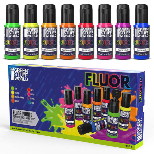 Set 8x Peintures Fluorescentes Green Stuff World