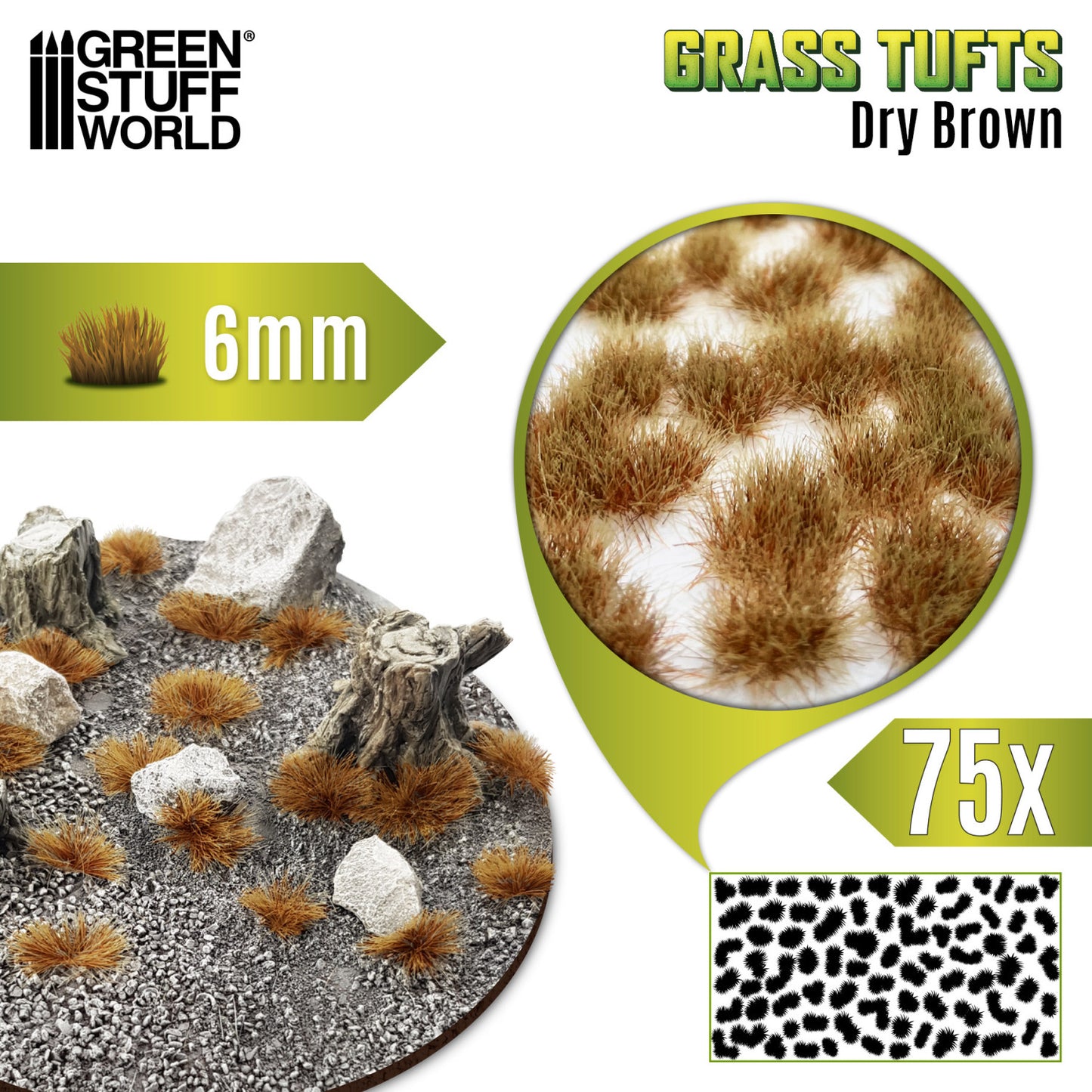 Touffes d'herbe - Tuft 6 mm - Brun Sec