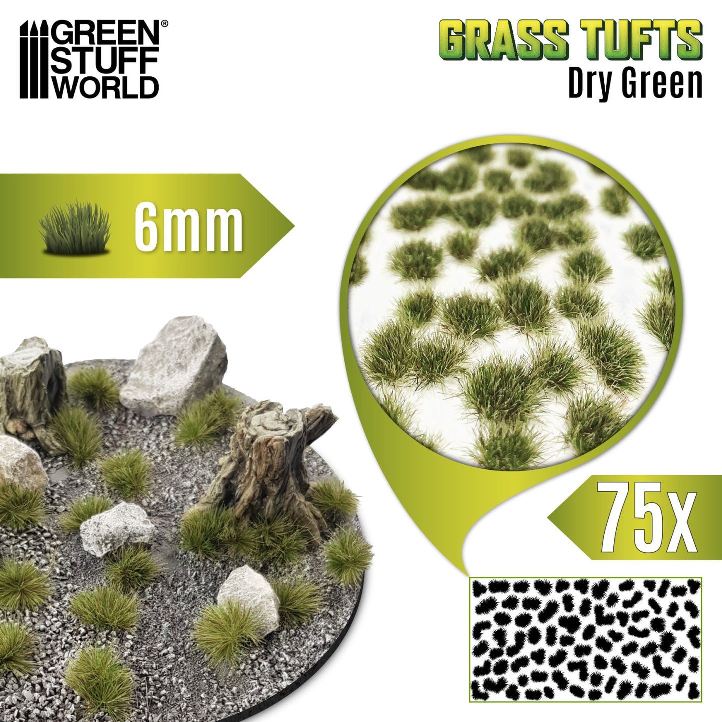 Touffes d'herbe - Tuft 6 mm - Vert Sec